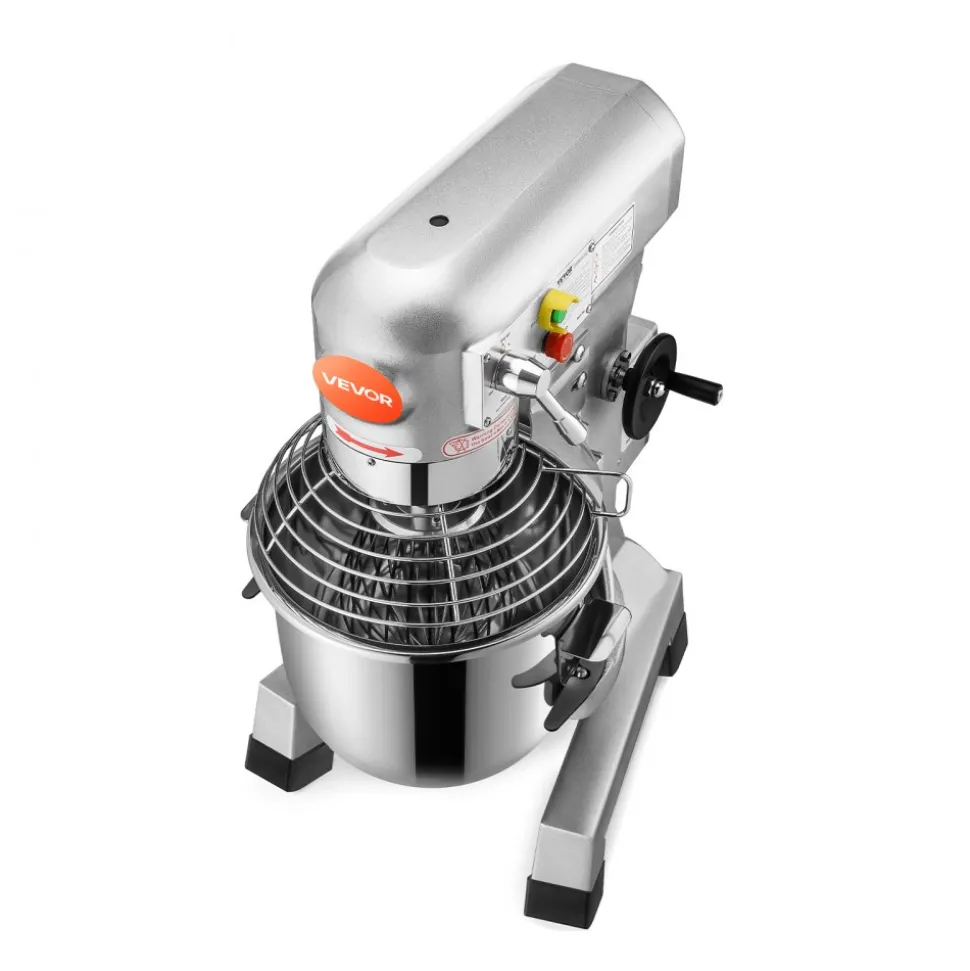 VEVOR Commercial Food Mixer 10Qt 450W 3 Speeds Adjustable 110/178/390 RPM Heavy Duty 110V with Stainless Steel Bowl Dough Hooks Whisk Beater Premium for Schools Bakeries Restaurants Pizzerias