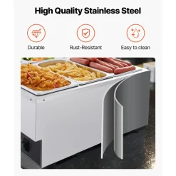 VEVOR Commercial Food Warmer, 1200W Electric Stainless Steel Steam Food Warmer, Fast Heating Countertop Buffet Bain Marie with Three 1/3 Size Food Pans, for Catering, Restaurants, Parties & Buffets