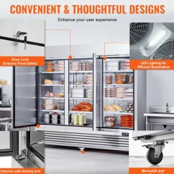 VEVOR Commercial Freezer 60.42 Cu.ft, Reach In 82.5