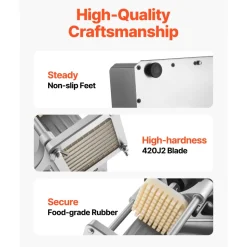 VEVOR Commercial French Fry Cutter, Stainless Steel Vegetable Fruit Chopper with 3 Replacement Blades 1/2-Inch 3/8-Inch 1/4-Inch, Electric Potato Slicer Dicer for Restaurants & Home Kitchen