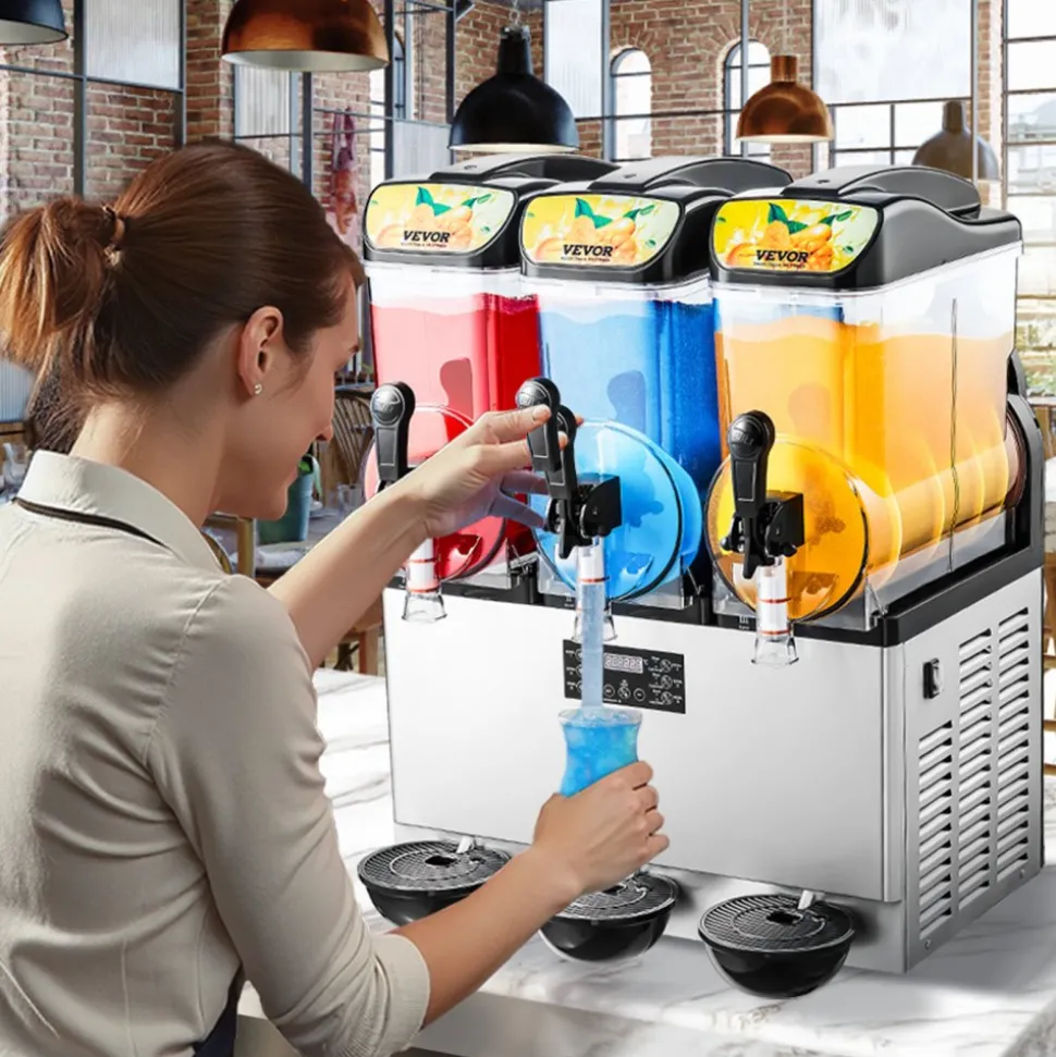 VEVOR Commercial Frozen Drink Maker, 15L Single Tank Slushy Machine, 60 Cups Stainless Steel Margarita Smoothie Frozen Drink Machine, Slushie Maker for Home Party Restaurants Cafe Bars