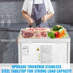 VEVOR 28" Commercial Frozen Refrigerator Sandwich & Salad Prep Table, 7.4 Cu. Ft Stainless Steel Refrigerated Food Prep Station with 1 Door, Frost Free Refrigerator with Lock for Restaurant, Bar