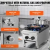 VEVOR Commercial Gas Stove with 2 Burners, Propane and Natural Gas Countertop Cooking Stove Range, Stainless Steel Gas Hot Plate, Commercial Cooking Equipment for Restaurant, 180,000 BTU