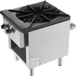 VEVOR Commercial Gas Stove with Cabinet, Propane and Natural Gas Countertop Cooking Stove Range, Stainless Steel Gas Hot Plate, Commercial Cooking Equipment for Restaurant, 90,000 BTU