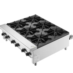 VEVOR Commercial Gas Stove with 6 Burners, Propane and Natural Gas Countertop Cooking Stove Range, Stainless Steel Gas Hot Plate, Commercial Cooking Equipment for Restaurant, 168,000 BTU