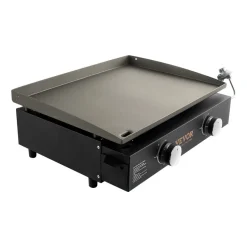 VEVOR Commercial Griddle, 22.4" Heavy Duty Manual Flat Top Griddle, Countertop Gas Grill with Non-Stick Cooking Plate, Countertop Gas Griddle, H-Shaped Burner Restaurant Portable Grill, 13,000 BTU