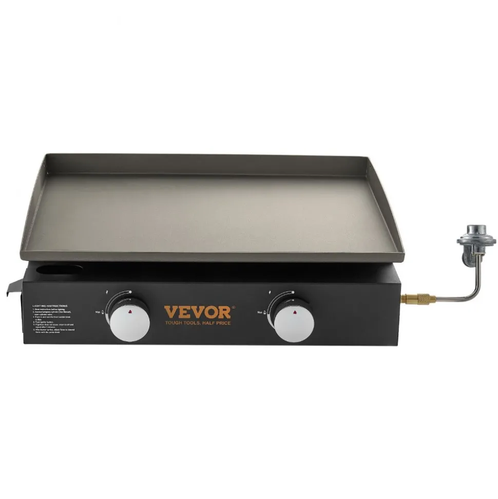 VEVOR Commercial Griddle, 22.4" Heavy Duty Manual Flat Top Griddle, Countertop Gas Grill with Non-Stick Cooking Plate, Countertop Gas Griddle, H-Shaped Burner Restaurant Portable Grill, 13,000 BTU