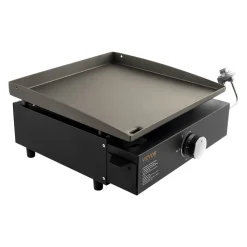 VEVOR Commercial Griddle, 16.9" Heavy Duty Manual Flat Top Griddle, Countertop Gas Grill with Non-Stick Cooking Plate, Steel Natural Gas Griddle, 2-Burners Restaurant Portable Grill - Â 22,000 BTU