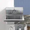 VEVOR Commercial Hand Sink with Faucet and Side Splash, Stainless Steel Sink for Washing, Small Hand Washing Sink, Wall Mount Hand Basin for Restaurant, Kitchen, Bar, Garage and Home, 17x12.8 inch