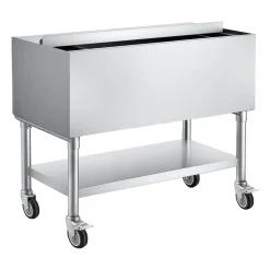 VEVOR Commercial Ice Bin, 100.7 Qt Max Capacity, 36 x 19 x 35 Inch Stainless Steel Ice Chest with Sliding Lid and Bottle Holders, Cooler Cart Cocktail Unit for Bar Restaurant Pub, NSF Certified
