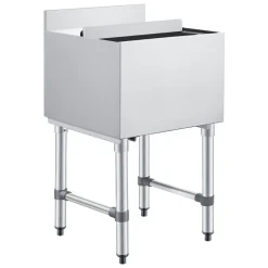 VEVOR Commercial Ice Bin, 49.4 Qt Max Capacity, 18 x 18 x 33 Inch Stainless Steel Ice Chest with Sliding Lid and Bottle Holders, Cooler Cart Cocktail Unit for Bar Restaurant Pub, NSF Certified