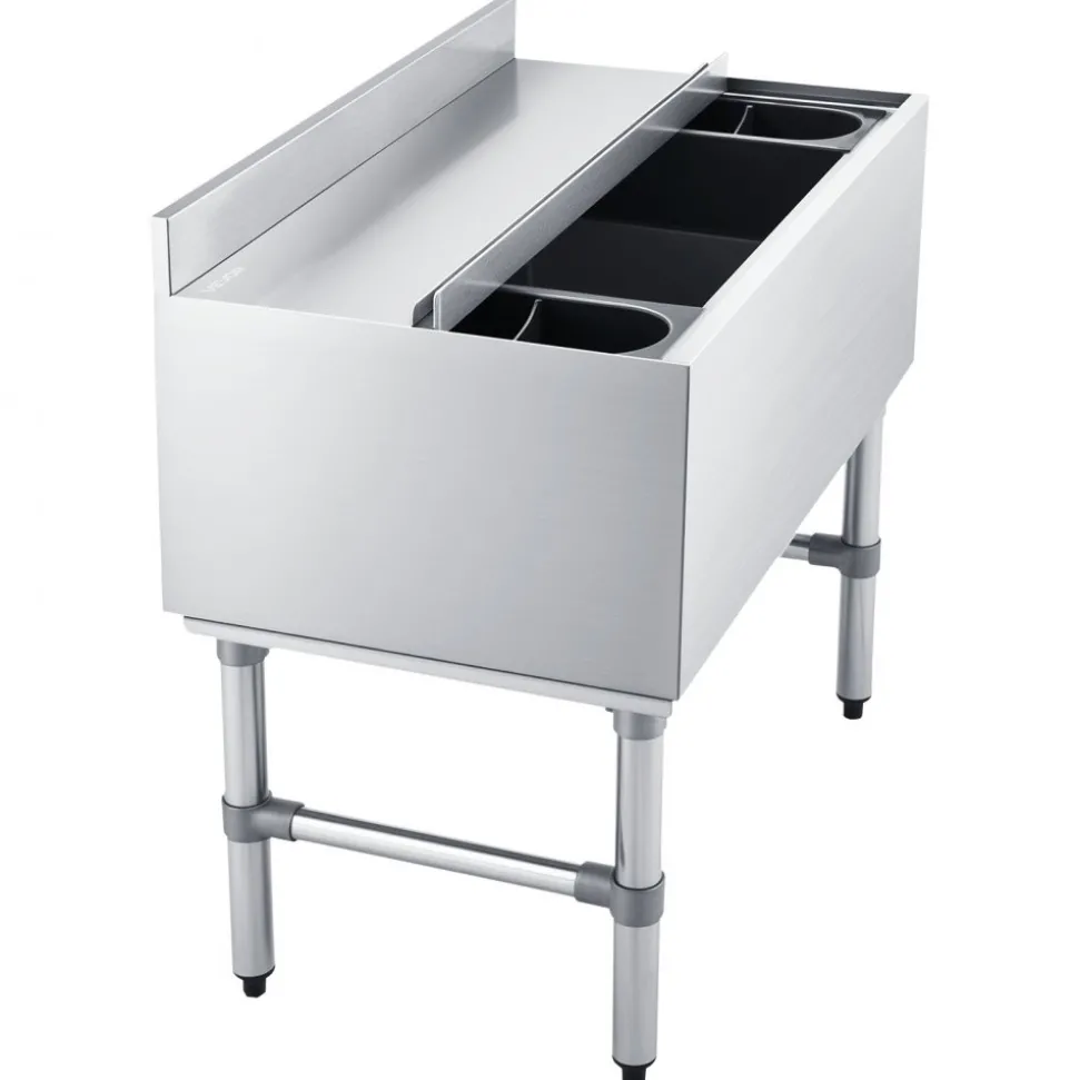 VEVOR Commercial Ice Bin, 82.9 Qt Max Capacity, 30 x 19 x 33 Inch Stainless Steel Ice Chest with Sliding Lid and Bottle Holders, Cooler Cart Cocktail Unit for Bar Restaurant Pub, NSF Certified