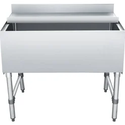 VEVOR Commercial Ice Bin, 137.4 Qt Max Capacity, 48 x 19 x 33 Inch Stainless Steel Ice Chest with Sliding Lid and Bottle Holders, Cooler Cart Cocktail Unit for Bar Restaurant Pub, NSF Certified