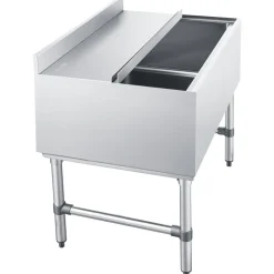 VEVOR Commercial Ice Bin, 137.4 Qt Max Capacity, 48 x 19 x 33 Inch Stainless Steel Ice Chest with Sliding Lid and Bottle Holders, Cooler Cart Cocktail Unit for Bar Restaurant Pub, NSF Certified