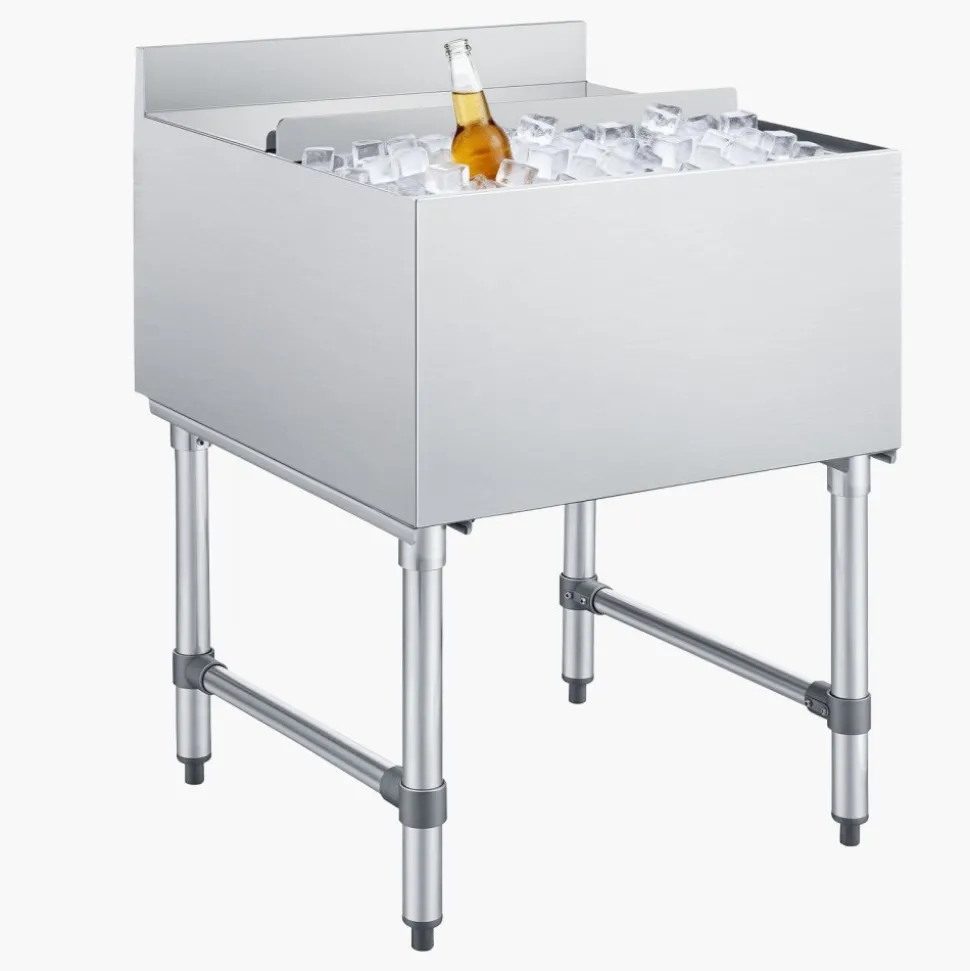 VEVOR Commercial Ice Bin, 79.9 Qt Max Capacity, 24 x 24 x 33 Inch Stainless Steel Ice Chest with Sliding Lid, 24H Long-Lasting Insulation, Cooler Cart Cocktail Unit for Bar Restaurant Pub, NSF
