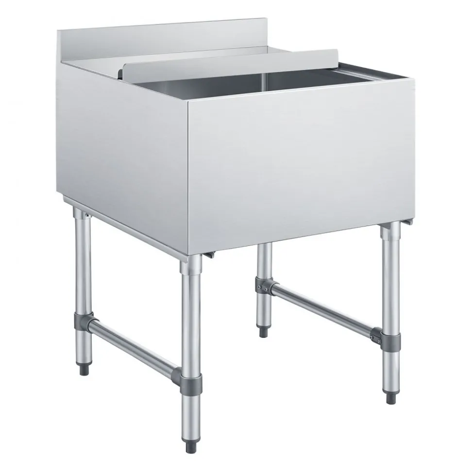 VEVOR Commercial Ice Bin, 79.9 Qt Max Capacity, 24 x 24 x 33 Inch Stainless Steel Ice Chest with Sliding Lid, 24H Long-Lasting Insulation, Cooler Cart Cocktail Unit for Bar Restaurant Pub, NSF