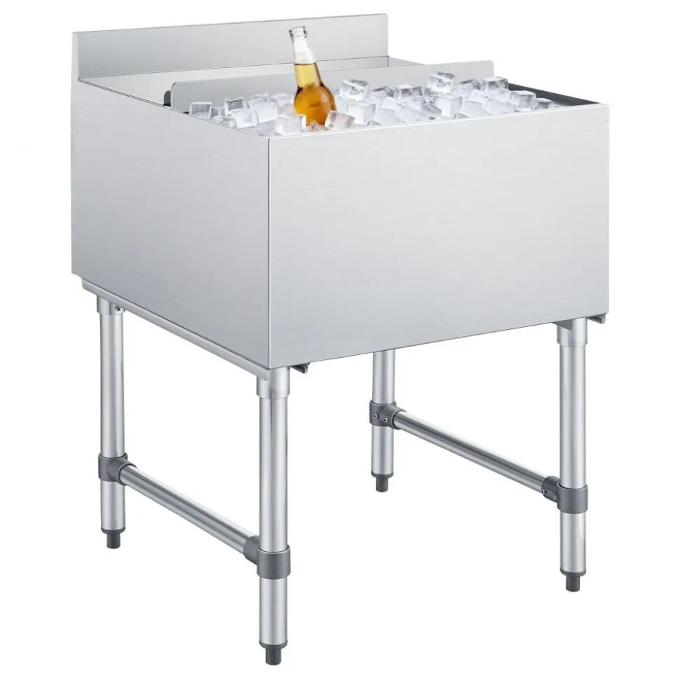 VEVOR Commercial Ice Bin, 79.9 Qt Max Capacity, 24 x 24 x 33 Inch Stainless Steel Ice Chest with Sliding Lid, 24H Long-Lasting Insulation, Cooler Cart Cocktail Unit for Bar Restaurant Pub, NSF