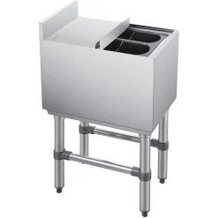 VEVOR Commercial Ice Bin, 29.6 Qt Max Capacity, 12 x 19 x 33 Inch Stainless Steel Ice Chest with Sliding Lid and Bottle Holders, Cooler Cart Cocktail Unit for Bar Restaurant Pub, NSF Certified
