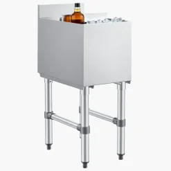 VEVOR Commercial Ice Bin, 29.6 Qt Max Capacity, 12 x 19 x 33 Inch Stainless Steel Ice Chest with Sliding Lid and Bottle Holders, Cooler Cart Cocktail Unit for Bar Restaurant Pub, NSF Certified