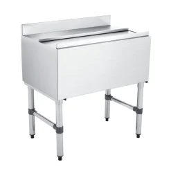 VEVOR Commercial Ice Bin, 100.7 Qt Max Capacity, 36 x 19 x 33 Inch Stainless Steel Ice Chest with Sliding Lid and Bottle Holders, Cooler Cart Cocktail Unit for Bar Restaurant Pub, NSF Certified