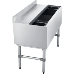 VEVOR Commercial Ice Bin, 100.7 Qt Max Capacity, 36 x 19 x 33 Inch Stainless Steel Ice Chest with Sliding Lid and Bottle Holders, Cooler Cart Cocktail Unit for Bar Restaurant Pub, NSF Certified