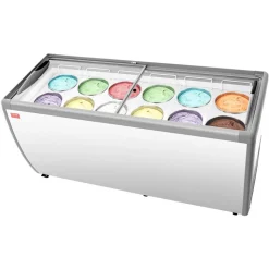 VEVOR Commercial Ice Cream Display Case, 20 Cu.ft Chest Freezer, Restaurant Gelato Dipping Cabinet Top Deep Freezer with Locking Casters, Sliding Glass Door, LED Lighting, Hold 12 Ice Cream Tubs