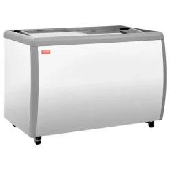 VEVOR Commercial Ice Cream Display Case, 5.4 Cu.ft Chest Freezer, -19 to 3℉ Temp Adjustable Mobile Top Deep Freezer with 2 Wire Baskets, 2 Sliding Glass Doors, Locking Casters & LED Strip Lighting