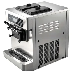 VEVOR Commercial Ice Cream Machine, 20-28L/H Yield, 2200W 3-Flavor Countertop Soft Serve Ice Cream Maker with 2 x 6L Hoppers & Built-In Puffing Pump, Pre-Cooling Low-Mix Alert for Snack Dessert Shops