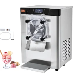 VEVOR Commercial Ice Cream Machine, 12 L/H Yield, 1713W Single Flavor Countertop Hard Serve Ice Cream Maker, 4.5L Stainless Steel Cylinder, LED Panel Auto Clean Pre-cooling, for Restaurant Snack Bars