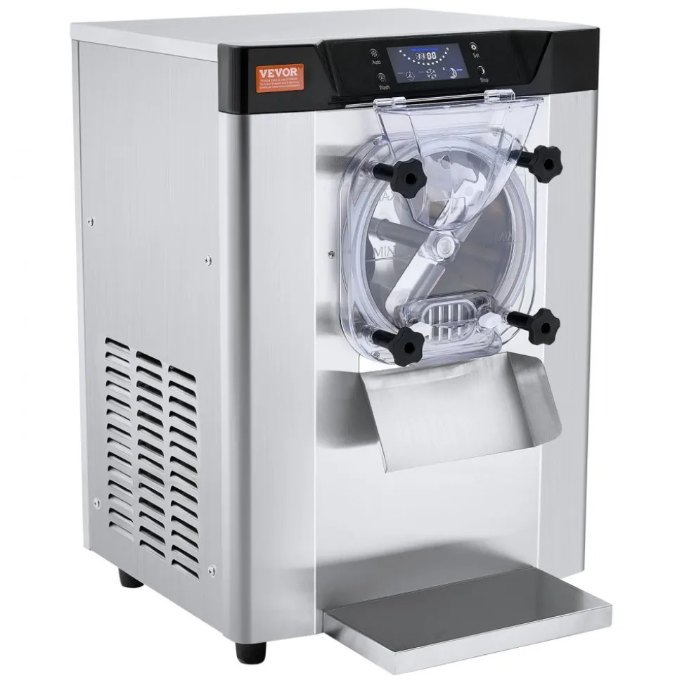 VEVOR Commercial Ice Cream Machine, 12 L/H Yield, 1713W Single Flavor Countertop Hard Serve Ice Cream Maker, 4.5L Stainless Steel Cylinder, LED Panel Auto Clean Pre-cooling, for Restaurant Snack Bars