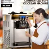 VEVOR Commercial Ice Cream Machine, 20-28L/H Yield, 2200W 3-Flavor Freestanding Soft Serve Ice Cream Maker with 2 x 6L Hoppers & Built-In Puffing Pump, Pre-Cooling Low-Mix Alert for Snack Dessert Shop