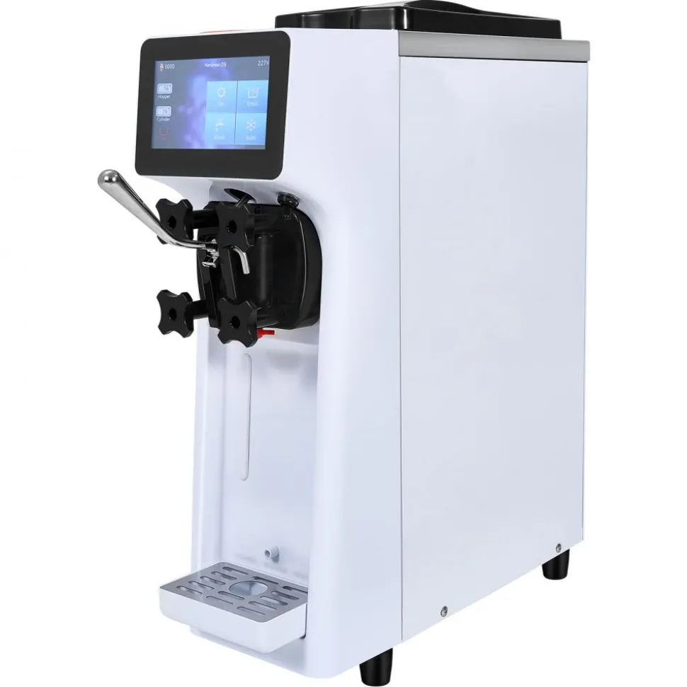 VEVOR Commercial Ice Cream Machine, 10.6 QT/H Yield, 1000W Single Flavor Countertop Soft Serve Ice Cream Maker, 4L Hopper 1.6L Cylinder, Touch Screen Auto Clean Pre-cooling, for Restaurant Snack Bar