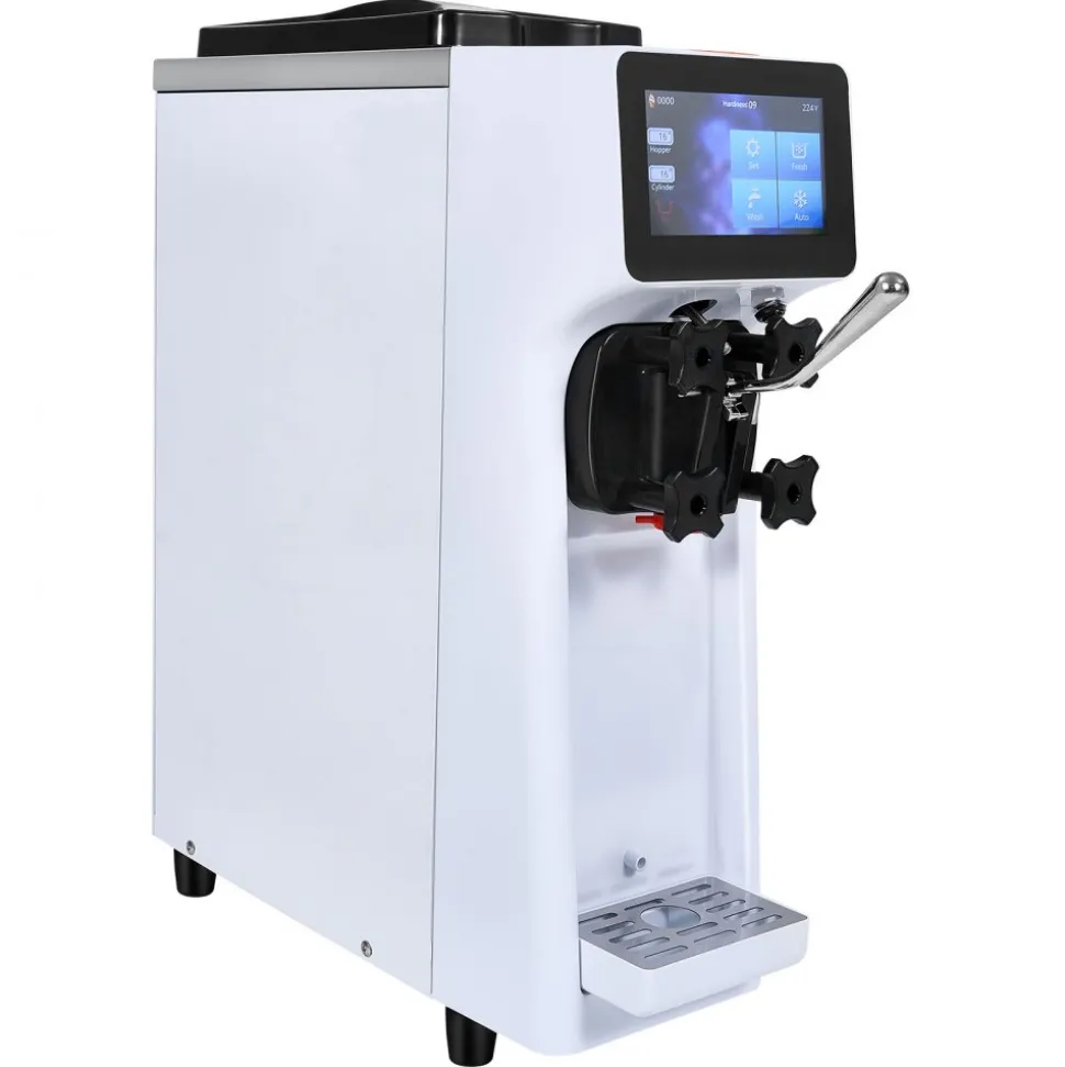 VEVOR Commercial Ice Cream Machine, 10.6 QT/H Yield, 1000W Single Flavor Countertop Soft Serve Ice Cream Maker, 4L Hopper 1.6L Cylinder, Touch Screen Auto Clean Pre-cooling, for Restaurant Snack Bar