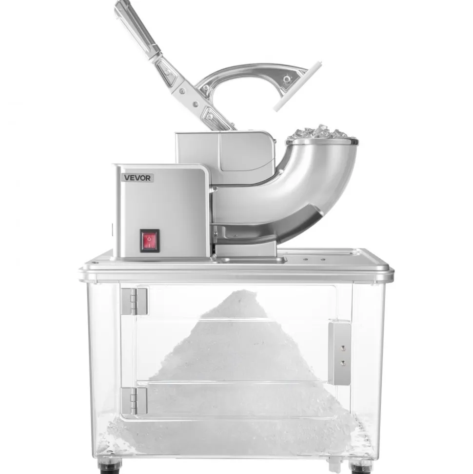 VEVOR Commercial Ice Crusher 661LBS/H, 350W Electric Snow Cone Machine with 4 Blades, 1400RPM Stainless Steel Shaved Ice Machine with 11 Gal Crushed-Ice Box, for Family Restaurants Bars, White