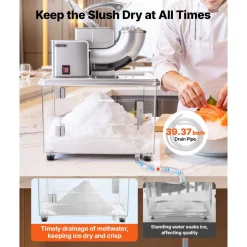VEVOR Commercial Ice Crusher 661LBS/H, 350W Electric Snow Cone Machine with 4 Blades, 1400RPM Stainless Steel Shaved Ice Machine with 11 Gal Crushed-Ice Box, for Family Restaurants Bars, White