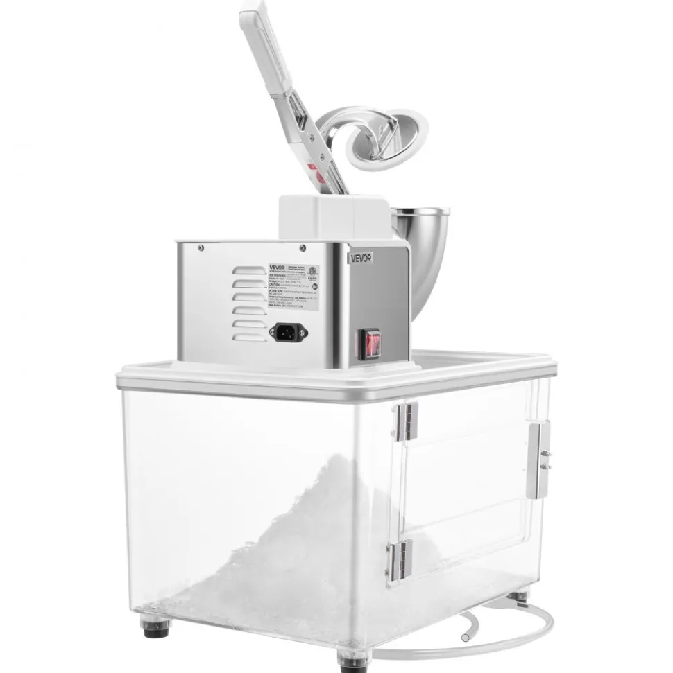 VEVOR Commercial Ice Crusher 661LBS/H, 350W Electric Snow Cone Machine with 4 Blades, 1400RPM Stainless Steel Shaved Ice Machine with 11 Gal Crushed-Ice Box, for Family Restaurants Bars, White