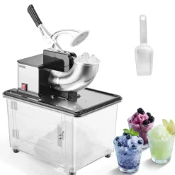 VEVOR Commercial Ice Crusher 661LBS/H, 350W Electric Snow Cone Machine with 4 Blades, 2000RPM Stainless Steel Shaved Ice Machine with 11 Gal Crushed-Ice Box, for Family Restaurants Bars, Black
