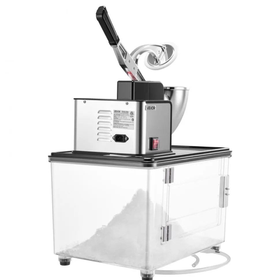 VEVOR Commercial Ice Crusher 661LBS/H, 350W Electric Snow Cone Machine with 4 Blades, 2000RPM Stainless Steel Shaved Ice Machine with 11 Gal Crushed-Ice Box, for Family Restaurants Bars, Black