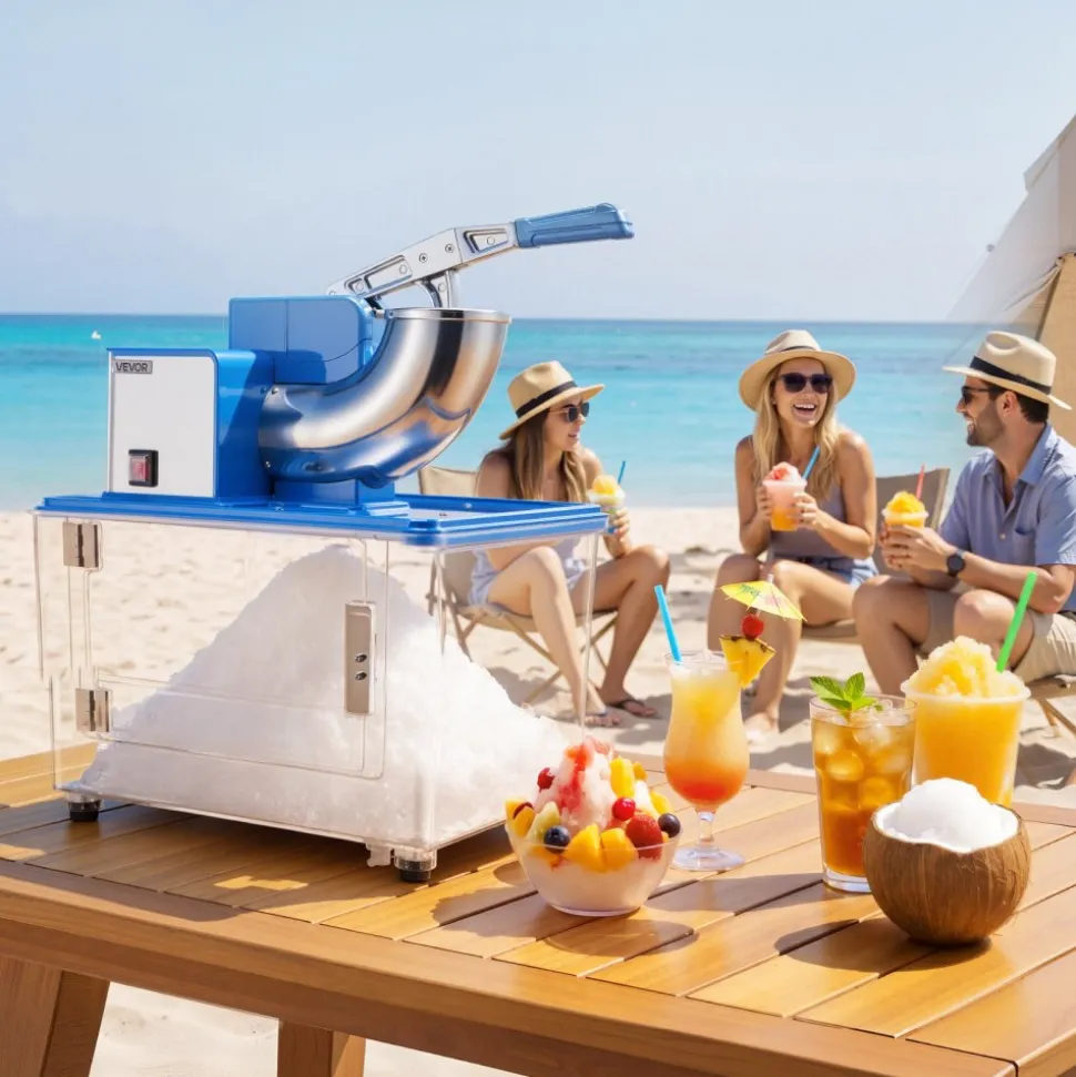 VEVOR Commercial Ice Crusher 661LBS/H, 350W Electric Snow Cone Machine with 4 Blades, 2000RPM Stainless Steel Shaved Ice Machine with 11 Gal Crushed-Ice Box, for Family Restaurants Bars, Blue