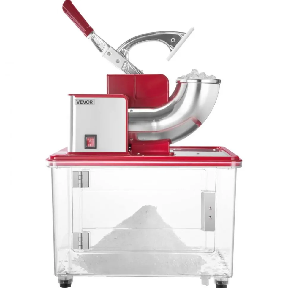 VEVOR Commercial Ice Crusher 661LBS/H, 350W Electric Snow Cone Machine with 4 Blades, 2000RPM Stainless Steel Shaved Ice Machine with 11 Gal Crushed-Ice Box, for Family Restaurants Bars, Red