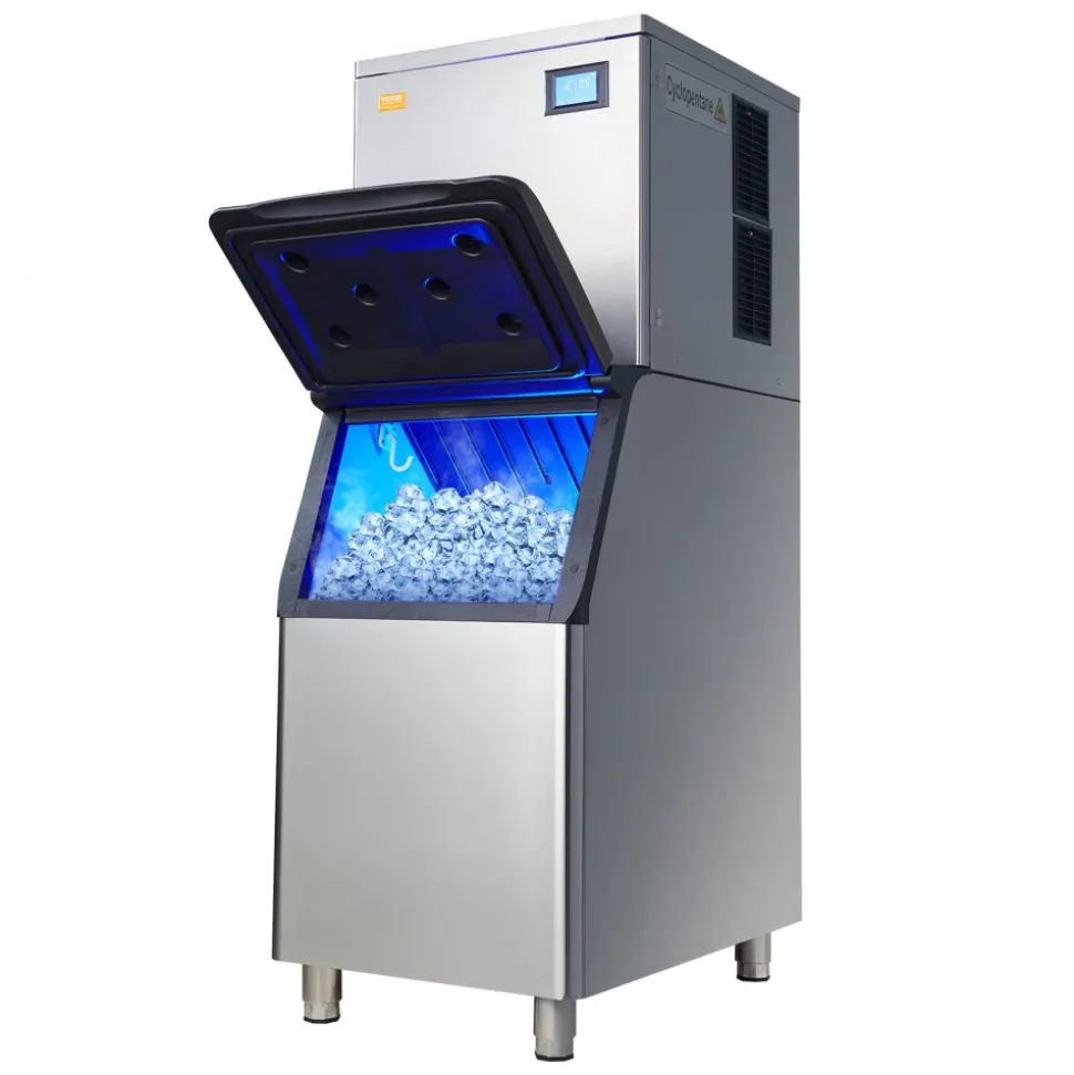 VEVOR Commercial Ice Maker, 360LBS/24H Ice Making Machine with 330.7LBS Large Storage Bin, 700W Auto Self-Cleaning Ice Maker Machine with 3.5-inch LED Panel for Bar Cafe Restaurant Business