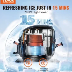 VEVOR Commercial Ice Maker, 360LBS/24H Ice Making Machine with 330.7LBS Large Storage Bin, 700W Auto Self-Cleaning Ice Maker Machine with 3.5-inch LED Panel for Bar Cafe Restaurant Business