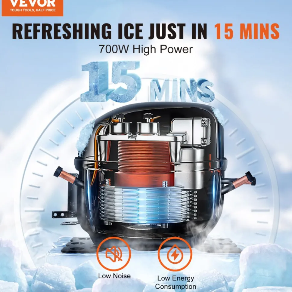 VEVOR Commercial Ice Maker, 360LBS/24H Ice Making Machine with 330.7LBS Large Storage Bin, 700W Auto Self-Cleaning Ice Maker Machine with 3.5-inch LED Panel for Bar Cafe Restaurant Business