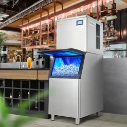 VEVOR Commercial Ice Maker, 360LBS/24H Ice Making Machine with 330.7LBS Large Storage Bin, 700W Auto Self-Cleaning Ice Maker Machine with 3.5-inch LED Panel for Bar Cafe Restaurant Business
