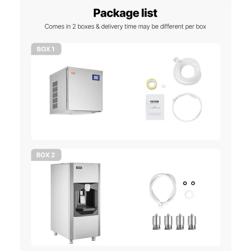VEVOR Commercial Ice Maker, 400 Lbs/Day Ice Maker Machine, 180 Lbs Large Ice Storage Bin with 20 Lbs/Min Automatic Ice Dispensing, Self-Cleaning Ice Machine with Touchscreen for Bar, Cafe, Restaurant