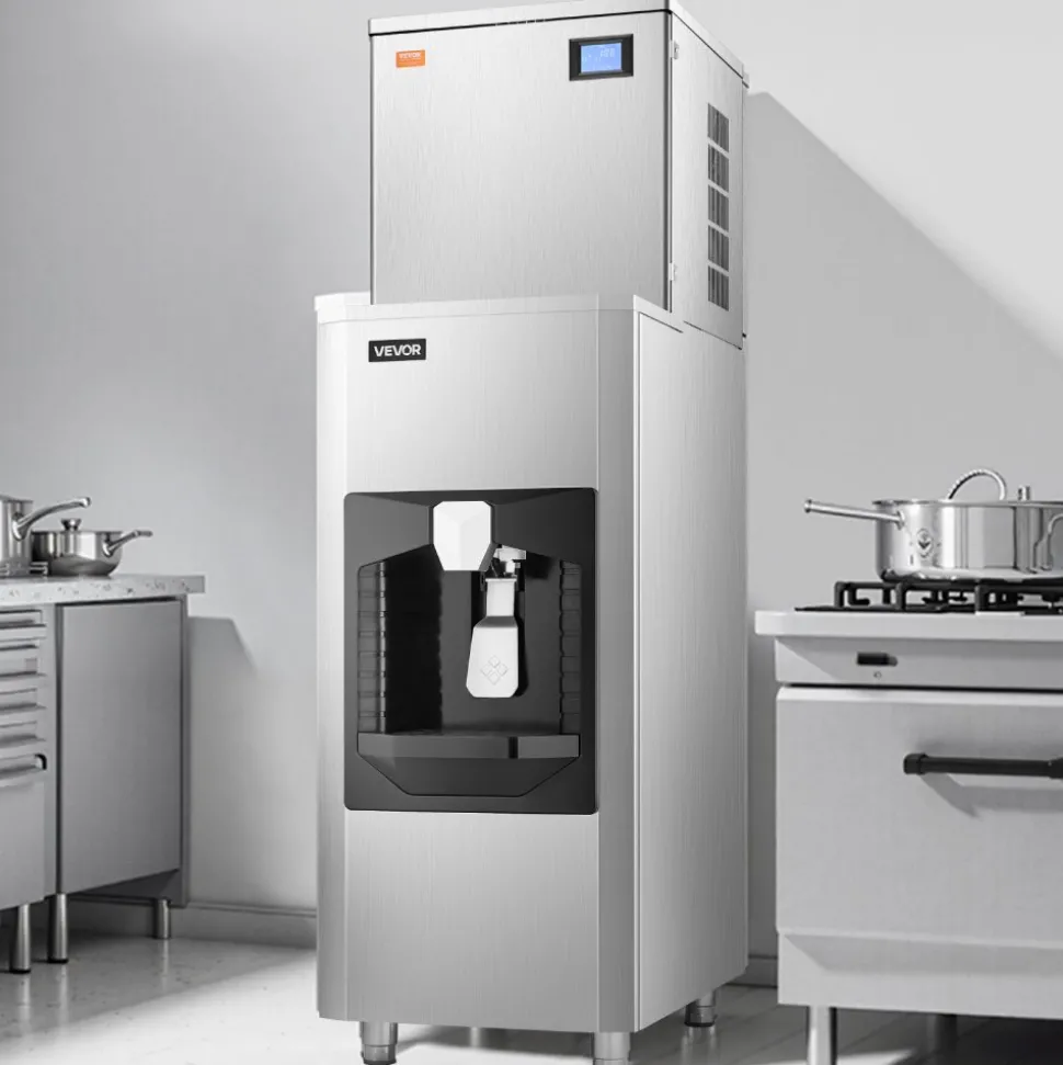 VEVOR Commercial Ice Maker, 400 Lbs/Day Ice Maker Machine, 180 Lbs Large Ice Storage Bin with 20 Lbs/Min Automatic Ice Dispensing, Self-Cleaning Ice Machine with Touchscreen for Bar, Cafe, Restaurant