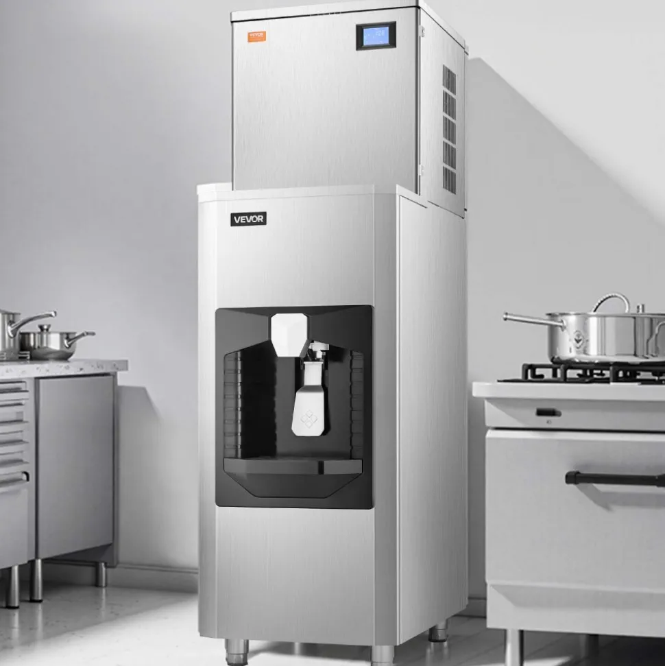 VEVOR Commercial Ice Maker, 550 Lbs/Day Ice Maker Machine, 180 Lbs Large Ice Storage Bin with 20 Lbs/Min Automatic Ice Dispensing, Self-Cleaning Ice Machine with Touchscreen for Bar, Cafe, Restaurant