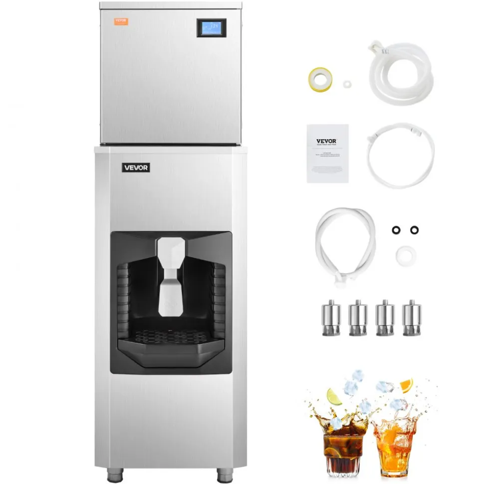 VEVOR Commercial Ice Maker, 550 Lbs/Day Ice Maker Machine, 180 Lbs Large Ice Storage Bin with 20 Lbs/Min Automatic Ice Dispensing, Self-Cleaning Ice Machine with Touchscreen for Bar, Cafe, Restaurant