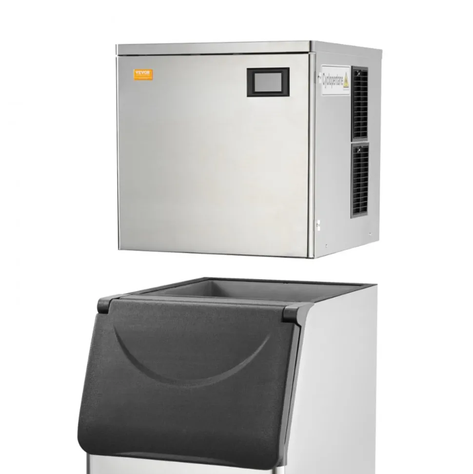 VEVOR Commercial Ice Maker, 400LBS/24H Ice Making Machine with 330.7LBS Large Storage Bin, 800W Auto Self-Cleaning Ice Maker Machine with 3.5-inch LED Screen for Business Bar