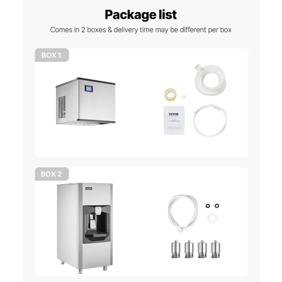 VEVOR Commercial Ice Maker, 440 Lbs/Day Ice Maker Machine, 180 Lbs Large Ice Storage Bin with 20 Lbs/Min Automatic Ice Dispensing, Self-Cleaning Ice Machine with Touchscreen for Bar, Cafe, Restaurant